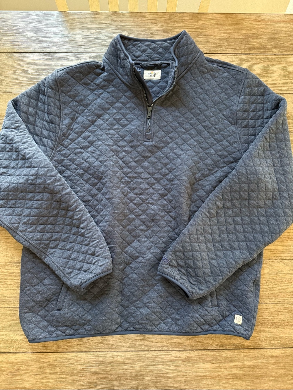 Marine Layer - Men’s Quilted Half-Zip Men's Sweater Pullover - Navy